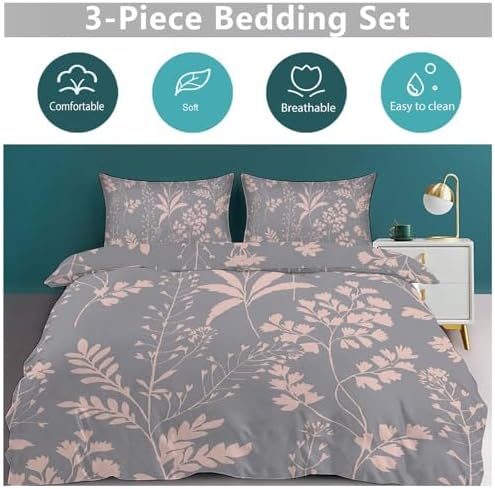 INFLAG Floral Duvet Cover, 100% Soft Cotton 3 Pieces Floral Bedding