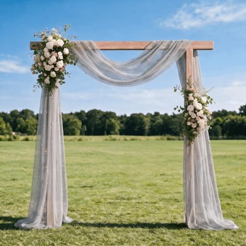 Artoid Mode Pearl Grey Gauze Table Runner 10FT Home Decor