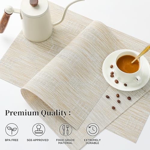 Wheat Placemats Set of 8 - Heat Resistant Non-Slip Place mats for