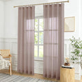 Semi Sheer Rod Pocket Curtains Linen Blend 84W x 96L, 2 Panels