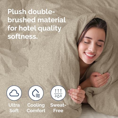 Duvet Cover Full Size - 3 Piece with Zipper Closure - Heathered Beige