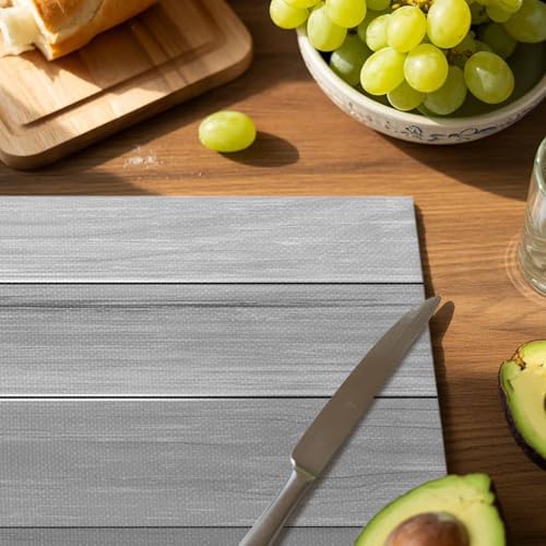 Placemats Set of 8, Country Gray Ombre Stripe Washable Table Mats for