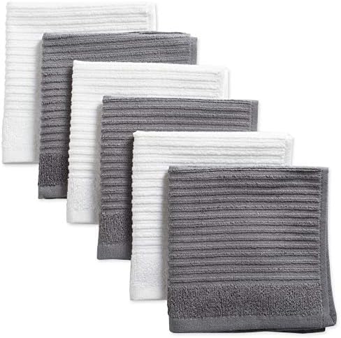 J&M Home Fashions, Cotton Ribbed Terry Dish Towels, Ultra Absorbent