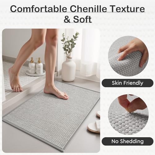 MontVoo Bathroom Runner Rugs,Chenille Absorbent Bath Mat Runner Quick