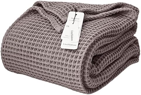 Waffle Blankets (Gray, California King Size 95 x 126 Inch)
