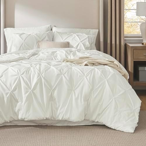 Bedsure 7-Piece Full Size Comforter Sets & Sheets, Ivory Full Bedding