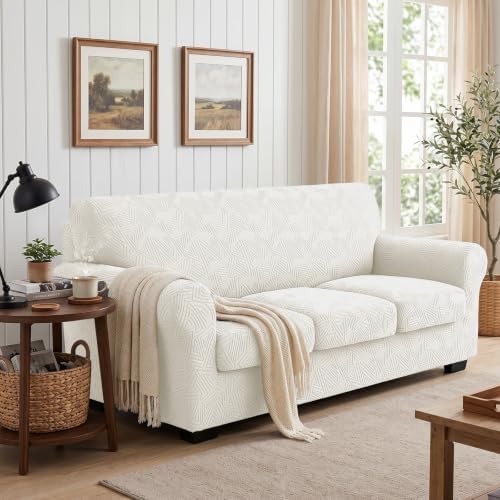 CYCMCAO 4 Piece Stretch Sofa Covers for 3 Cushion Couch, Sofa 71"-91"