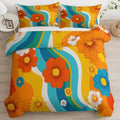 California King Duvet Cover Set Dreamy Floral Wavy Line Pattern Soft