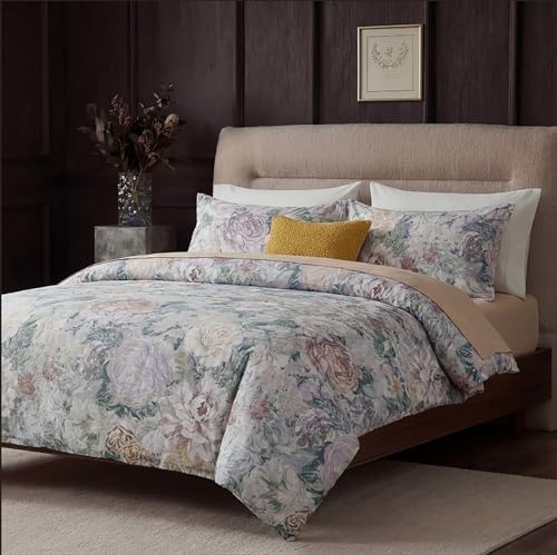 100% Cotton Duvet Cover Queen Size – Grey&Green Watercolor Floral