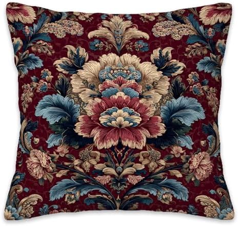 Vintage Floral Throw Pillow Covers 18x18 Set of 2, Ornate Botanical