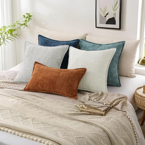 decorUhome Chenille Decorative Throw Pillow Covers 20x20 Set of 2