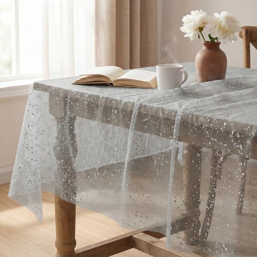 Horaldaily Grey Sliver Tablecloth 60x60 Inch Square