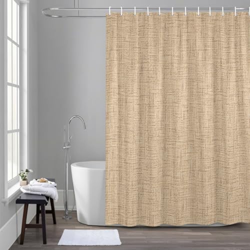 Beige Khaki Solid Shower Curtain 84 inches Extra Long Minimalist Cloth