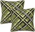 Black Green Plaid Throw Pillow Covers Set of 2 22x22