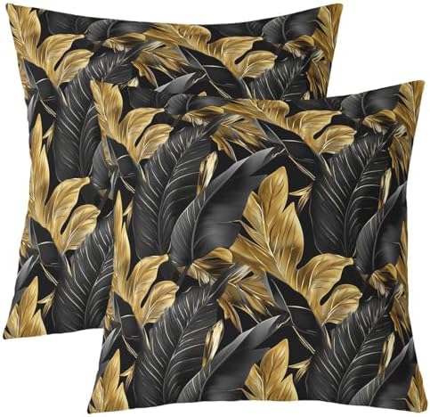 jejeloiu Tropical Leaves Reversible Throw Pillow Covers 22 x 22-Inch