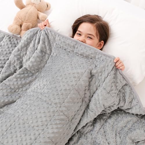 Kivik 10lbs Weighted Blanket, Cooling Soft Minky Dot Heavy Blankets