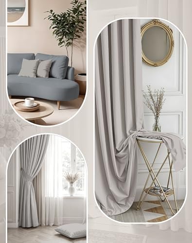 Casableu Sunblock Blackout Curtains for Bedroom Long 2 Panels, Thermal