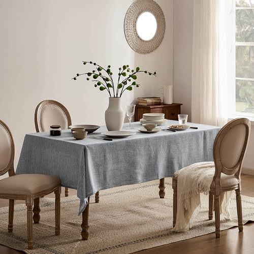 Farmhouse Linen Rectangular Tablecloth, Grey 54x108 Inch