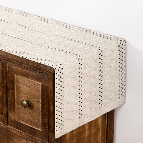 DeZerlor Ivory Farmhouse Table Runner 90Inch Woven Linen Dining Runner