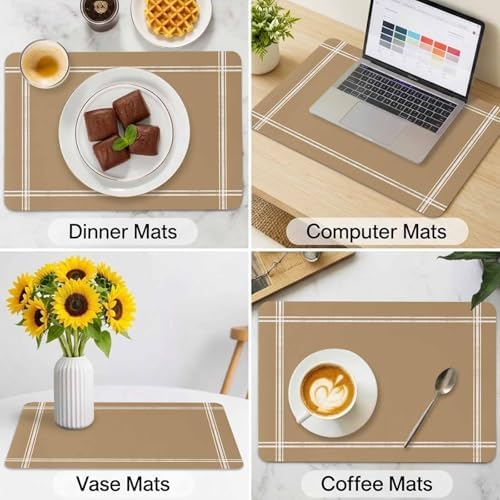 Faux Leather Placemats Set of 6 Solid Color Waterproof Heat Resistant