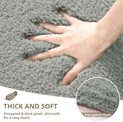 Polyester Bathroom Runner Rug 24"x60" Gray, Soft Shaggy Bath Mat