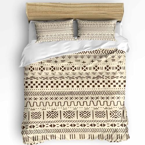 LooPoP Duvet Cover Set Queen SizeBoho Geometric Comforter Sets