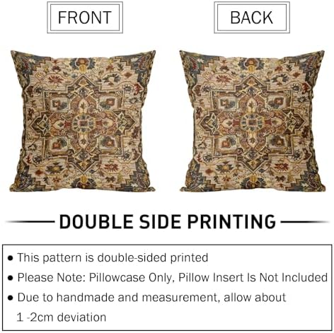 Brown Gold Red Vintage Bohemian Pillow Covers 18X18 Inch Boho Flower