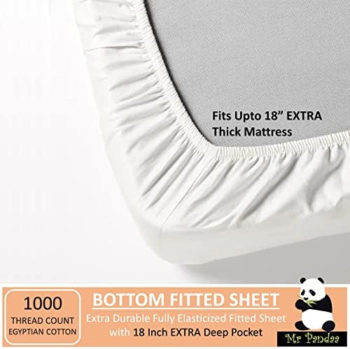 Split King Sheets Sets for Adjustable Bed, 1000-Thread-Count 100%