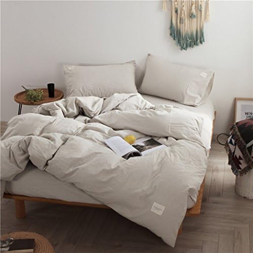 2-Piece 100% Washed Cotton Duvet Cover Simple Style Bedding Set with