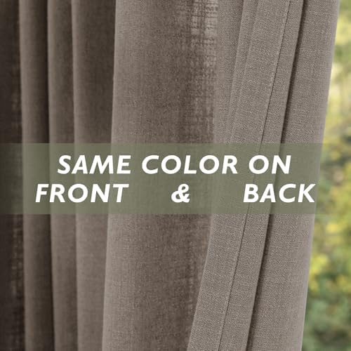 Fcosie Rock Grey Extra Long Natural Linen Curtains 108 Inches Long