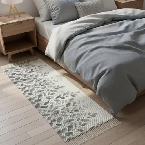 Spring Botanical Hallway Runner Rug 2'x5', Country Eucalyptus Leaves