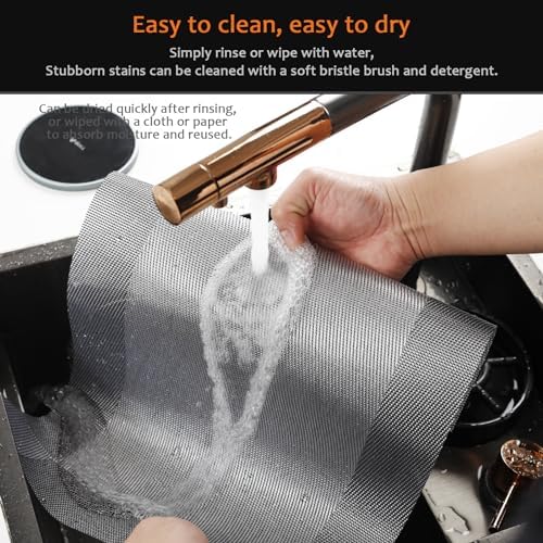 Silver Grey Vinyl Placemats Set of 8, Heat Resistant Table Placemats