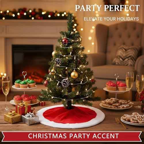 Small Red Plush Christmas Tree Skirt