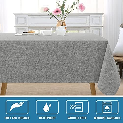 H.VERSAILTEX Linen Textured Tablecloth 60 x 60 Waterproof Decorative