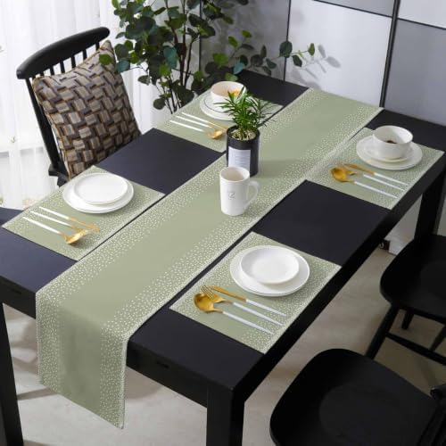 Speckled Grain Table Runner and Placemats Set of 6 Gradient Fade Soft