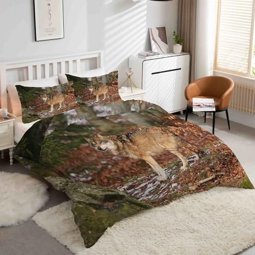 Gray Wolf Duvet Cover Set AnimalsBedding 3D Printed - 100% Microfiber