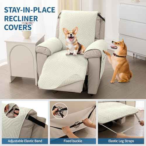 Deep Dream Waterproof Recliner Chair Cover, Small, Off White