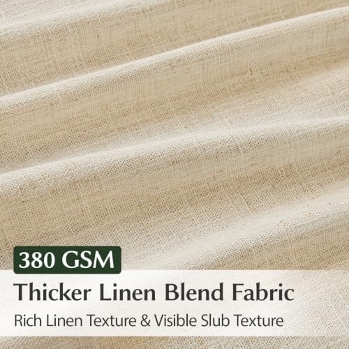 Semi Sheer Pinch Pleated Linen Curtains for Living Room 96 Inches