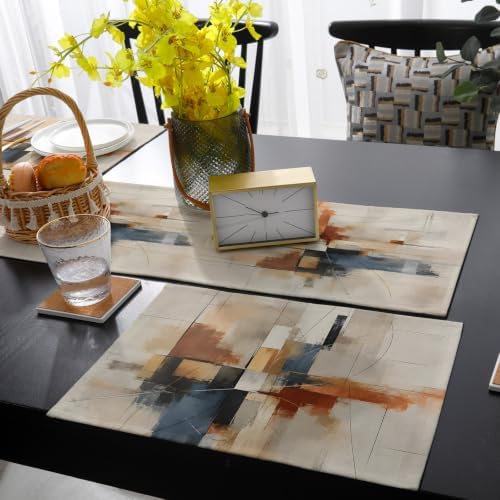 Minimalist Fine Abstract Lines Table Runner and Placemats Set of 6