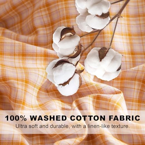 VClife Washed Cotton Linen Like Duvet Cover Set, Twin XL Comforter