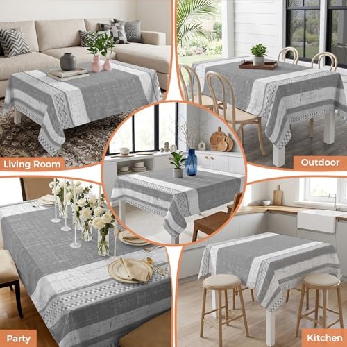 Vintage Rustic Gray Stripe Texture Rectangle Tablecloth 60x120