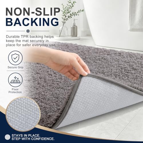 OLANLY Microfiber Bathroom Runner Rugs 59x20, Soft Bath Mat, Light