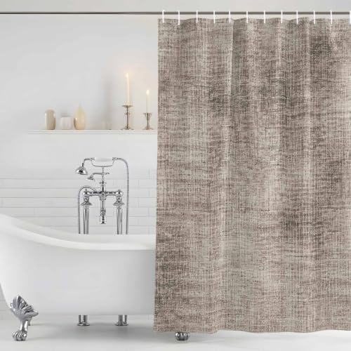 Vintage Beige Linen Texture Bathroom Shower Curtain 72 X 84 Inch