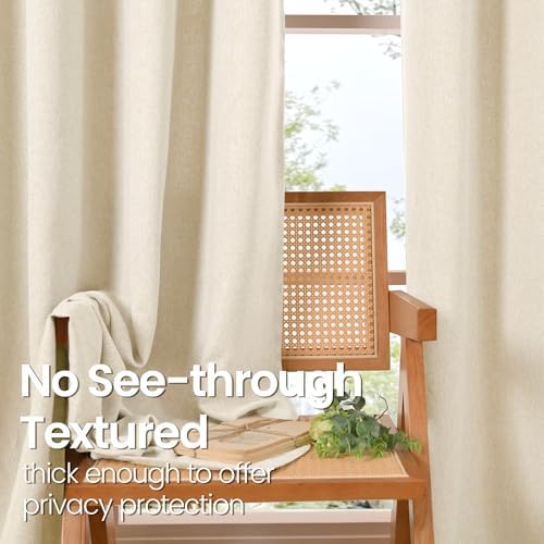 BGment Linen Curtains 84 Inch Length 2 Panels Cream Drapes for Living