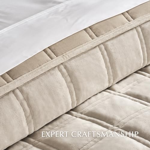 EverGrace 3 Pieces Double Box Stitch Luxurious Velvet Quilt, Queen