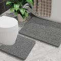 AROGAN Bathroom Rug Sets 2 Piece, 20"x20" U-Shaped & 21"×34", Grey