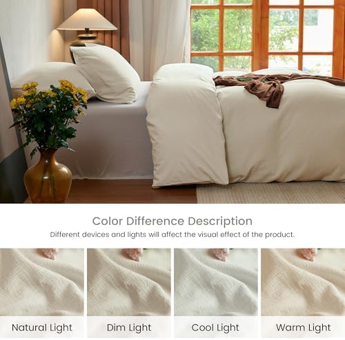 Simple&Opulence Muslin Duvet Cover Set, 100% Washed Cotton Cooling