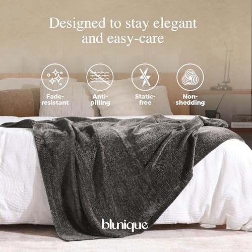 Chenille Throw Blanket for Couch, Cozy Soft Blanket Lightweight