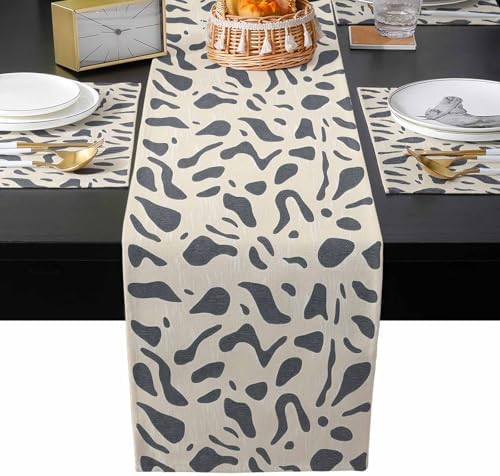 Gray Beige Table Runner and Placemats for Dining Tables,Burlap Coffee