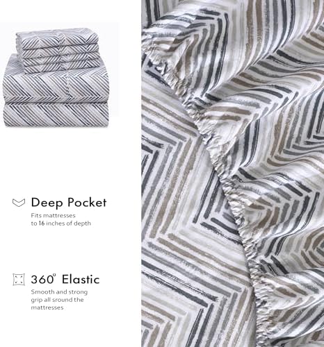 RUVANTI 100% Cotton Queen Sheets, Percale Queen Sheet Set, Inverted